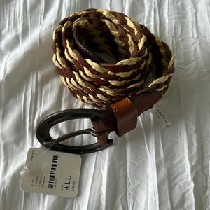 FREE PEOPLE braided leather and raffia belt